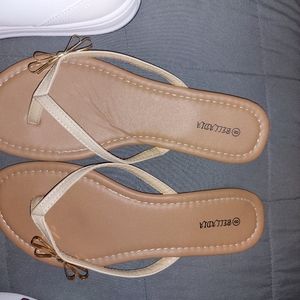 Tan flip-flops